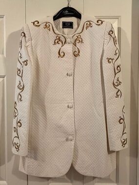 Carolina Herrera White Jacket with Gold Embroidered Detail